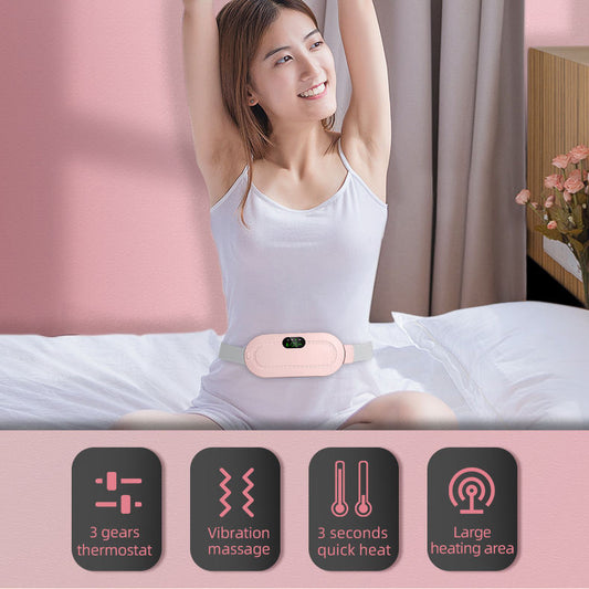 Menstrual Period Heating Pad for Cramps – Portable Electric Heating & Vibration Massage Belt for Women