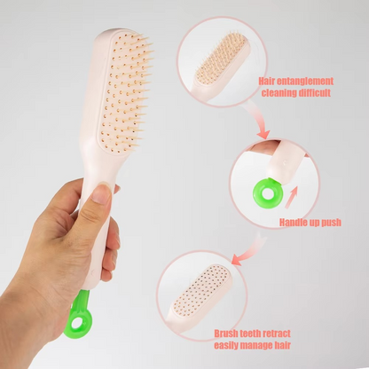 Self Cleaning Hair Brush – One-Click Cleaning Telescopic Anti-Static Hair Comb