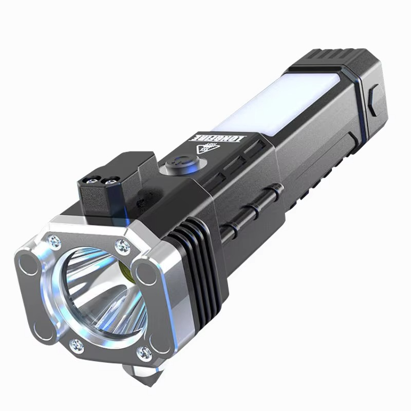 Multifunction 8 in 1 Portable LED Flashlight – Rechargeable Car Emergency Tool with Window Breaker