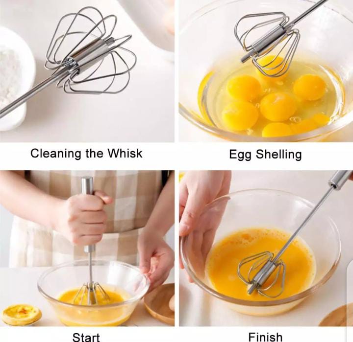 12 Inches Semi Auto Manual Egg Beater – Stainless Steel Hand Whisk & Stirrer