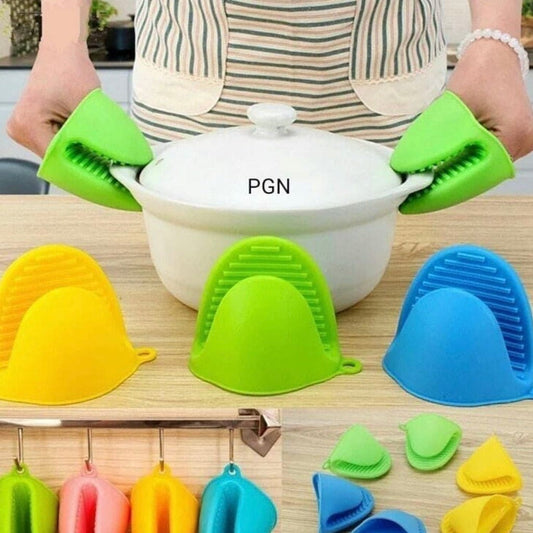 Set of 2 Silicone Pot Gripper Clips – Heat Resistant Anti-Slip Oven Mitt Holders