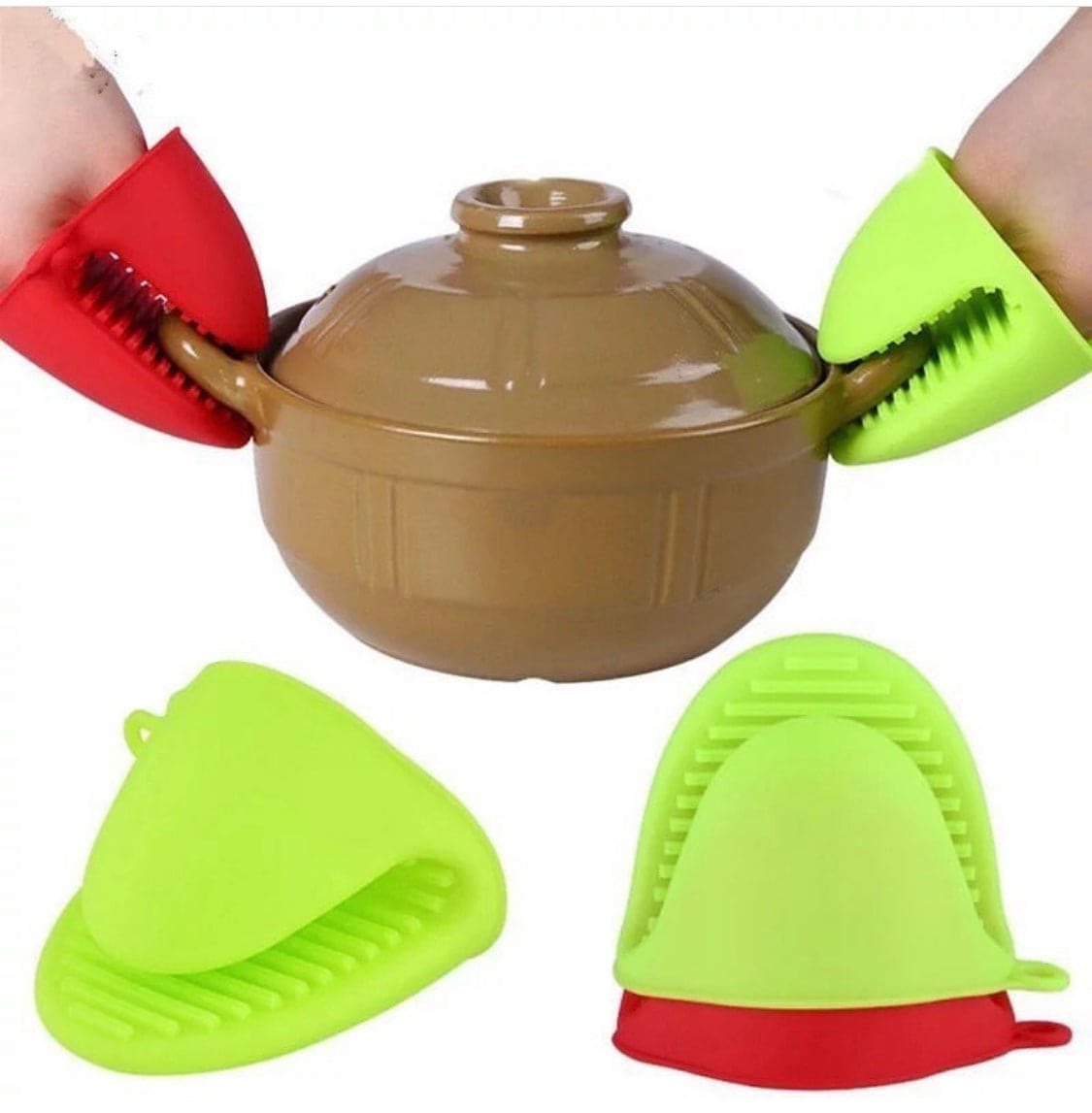 Set of 2 Silicone Pot Gripper Clips – Heat Resistant Anti-Slip Oven Mitt Holders